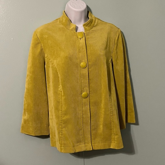 Requirements Jacket Corduroy Large Lime Green Bottom Button Loose - Picture 1 of 13